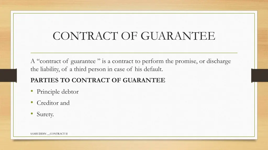 contract of guarantee