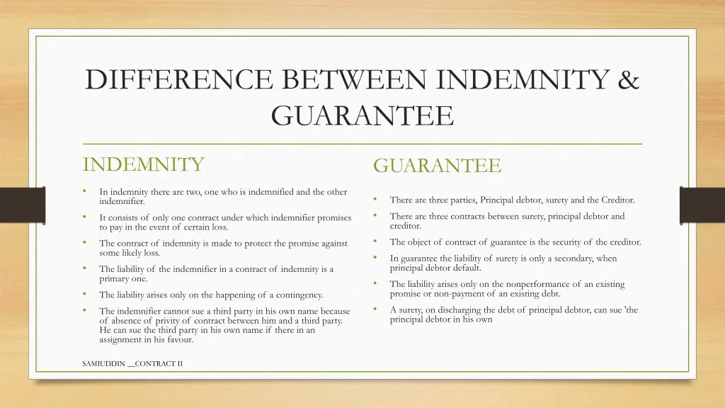 difference between indemnity guarantee