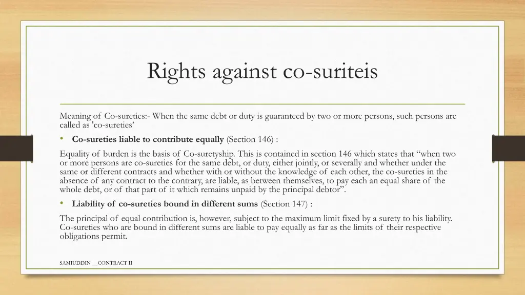 rights against co suriteis