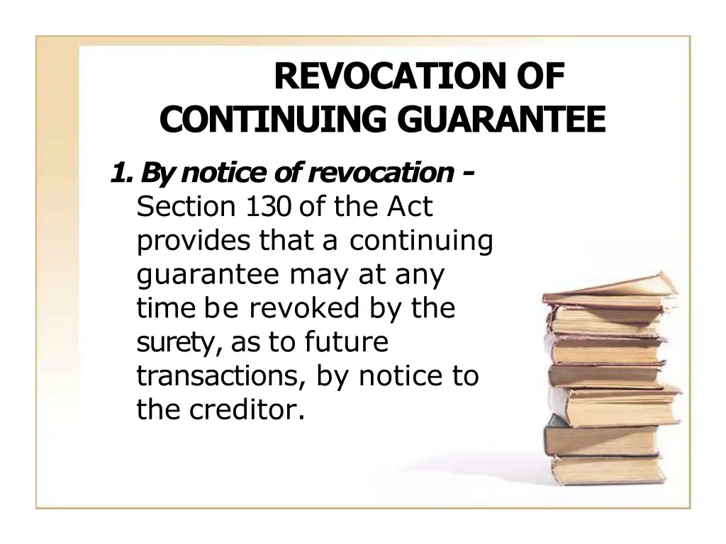 revocation of continuing guarantee