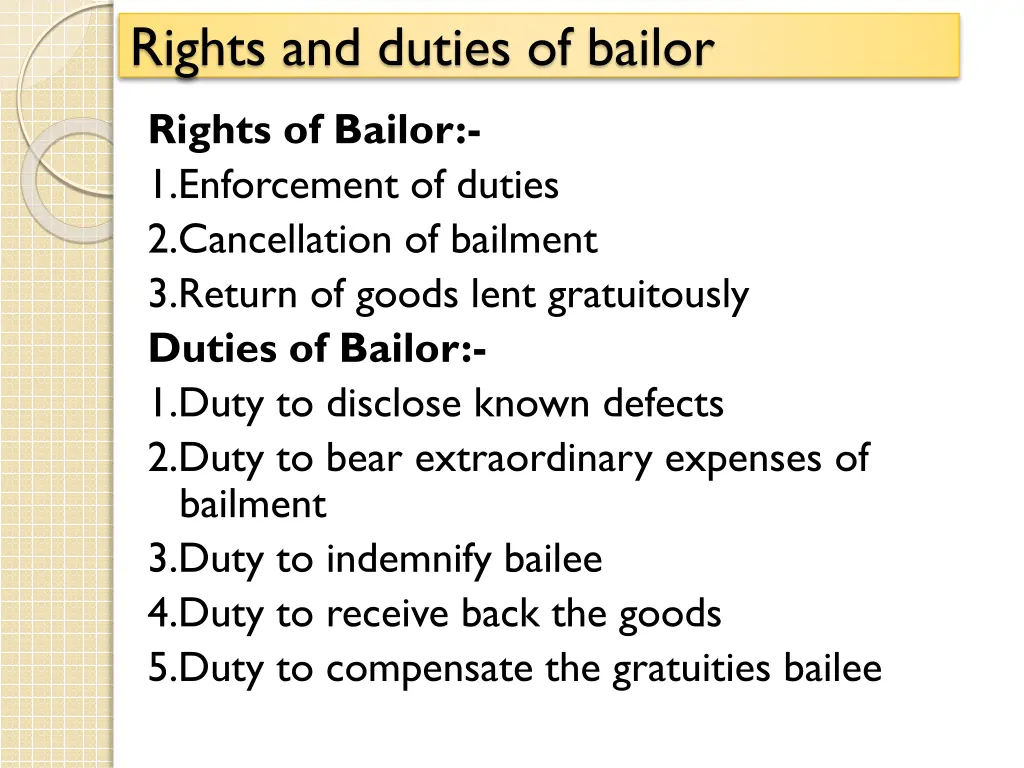 rights and duties of bailor