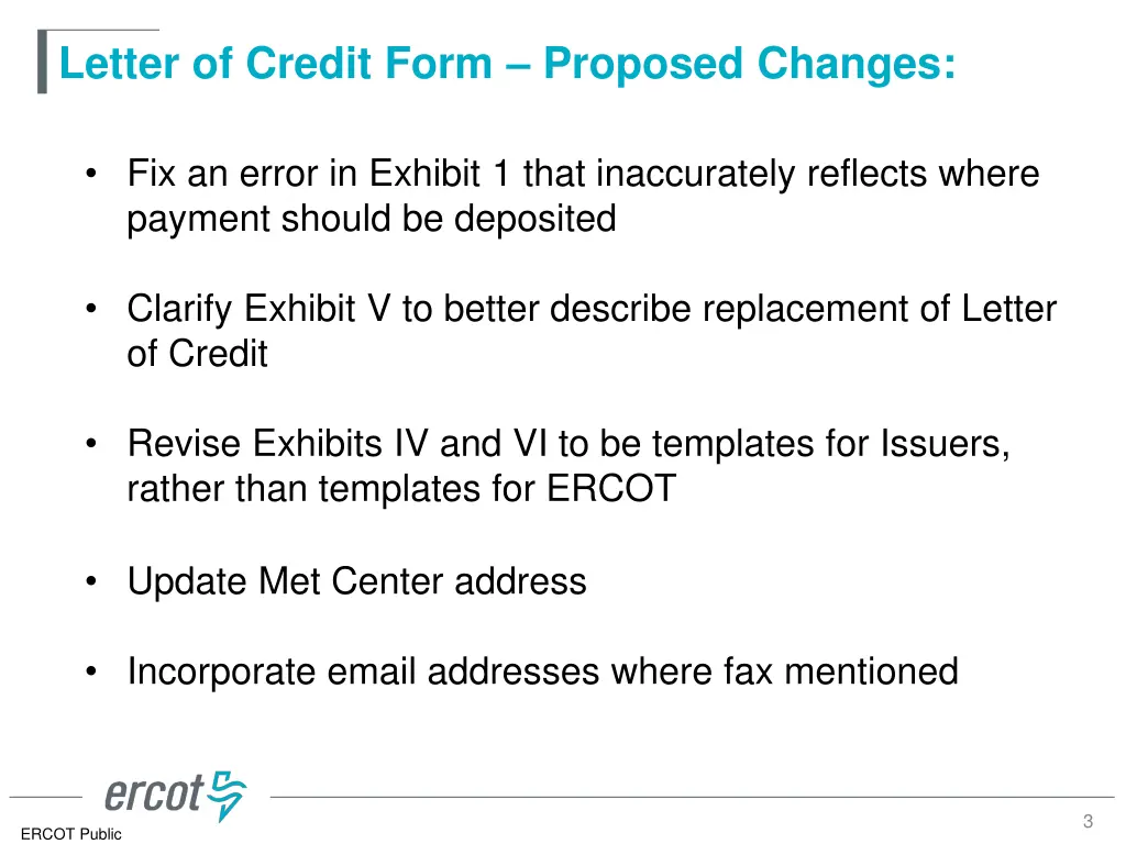 letter of credit form proposed changes tighten