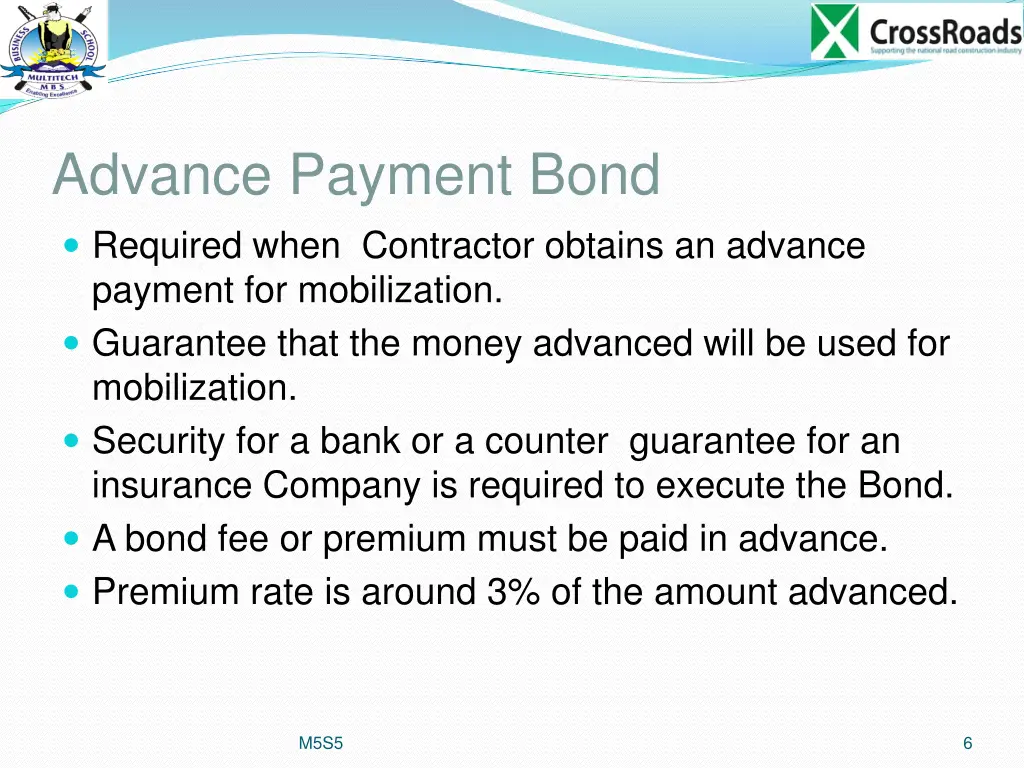 advance payment bond required when contractor