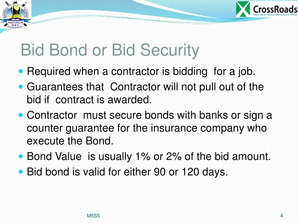 bid bond or bid security required when