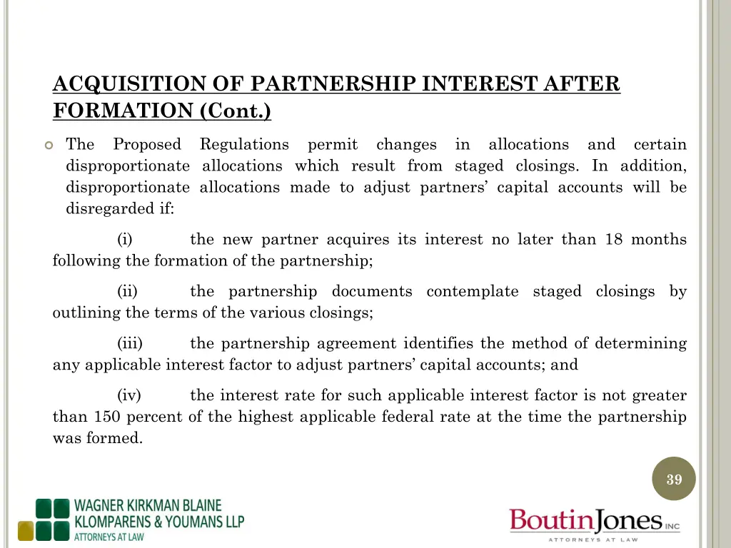 acquisition of partnership interest after 1