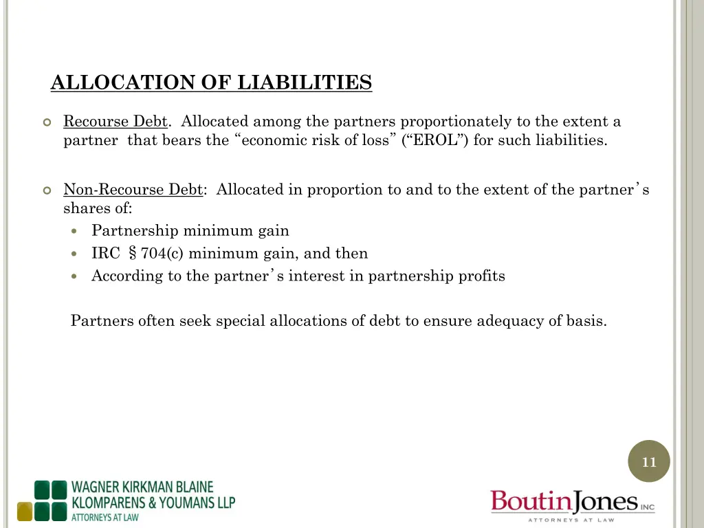 allocation of liabilities