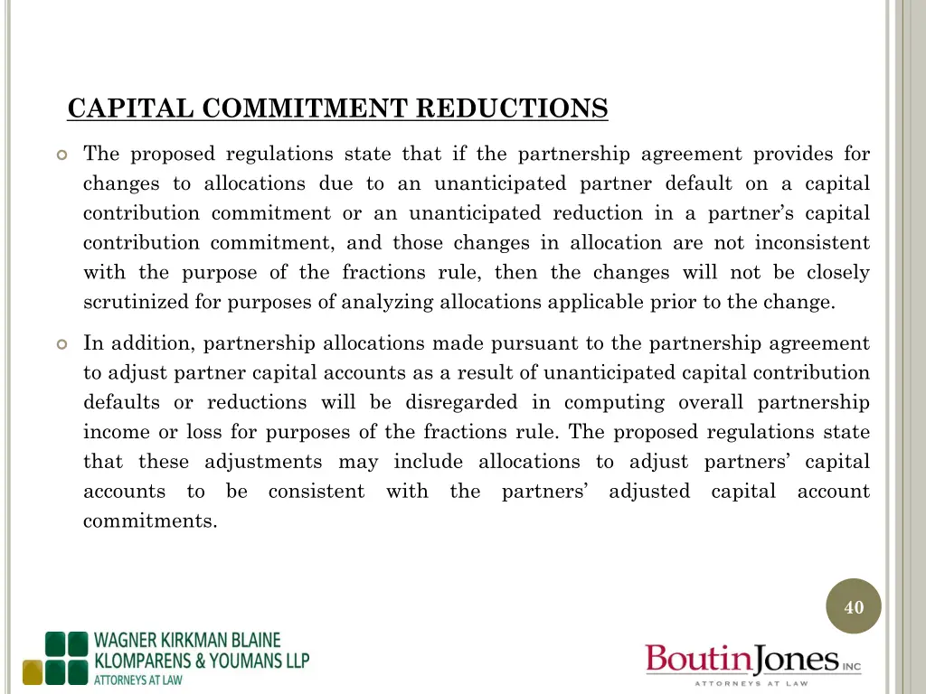 capital commitment reductions