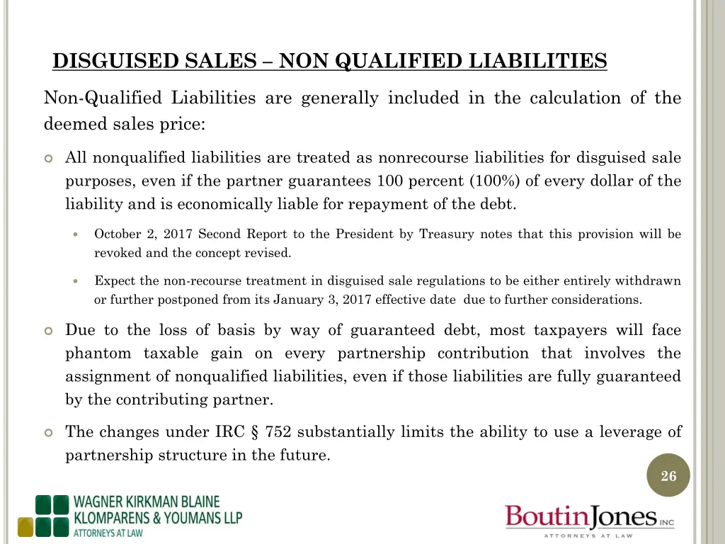 disguised sales non qualified liabilities