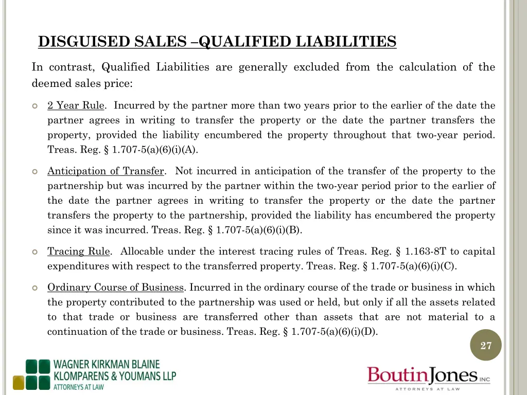 disguised sales qualified liabilities