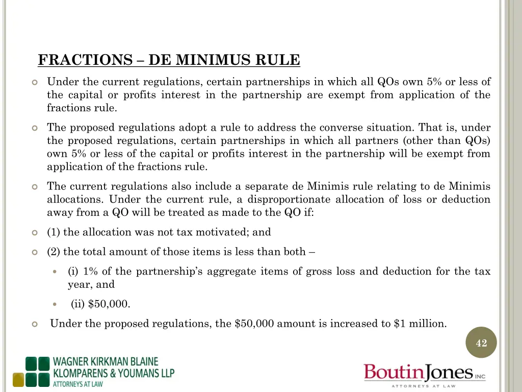 fractions de minimus rule