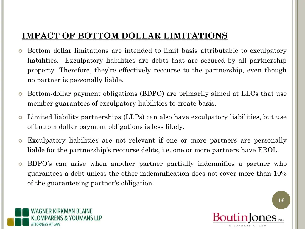 impact of bottom dollar limitations