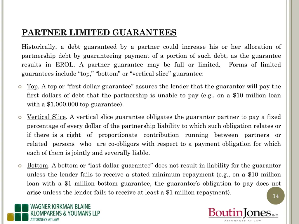 partner limited guarantees