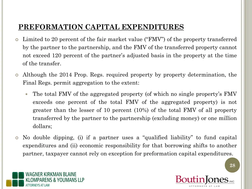 preformation capital expenditures