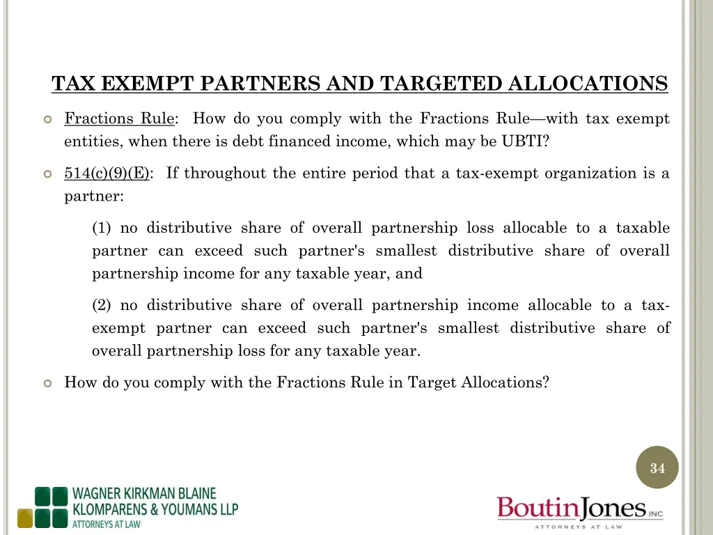 tax exempt partners and targeted allocations