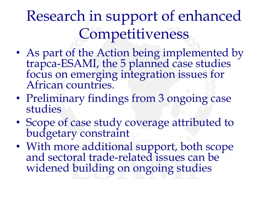 research in support of enhanced competitiveness