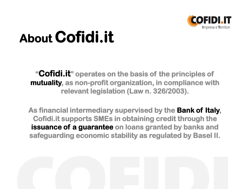 about cofidi it cofidi it