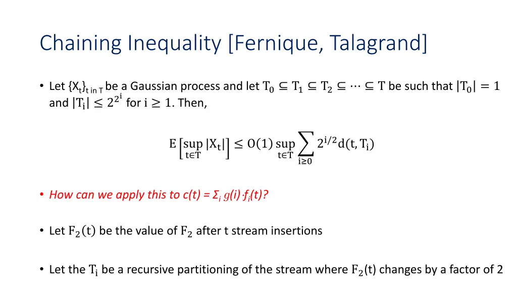 chaining inequality fernique talagrand