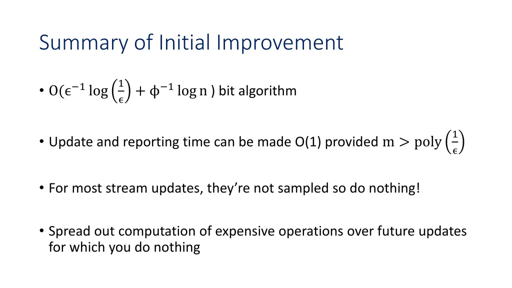 summary of initial improvement