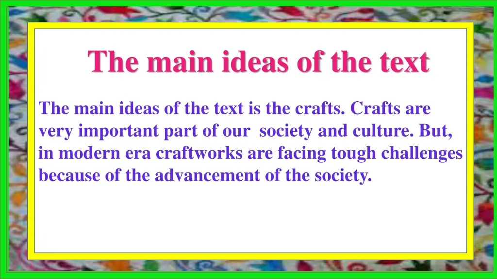 the main ideas of the text