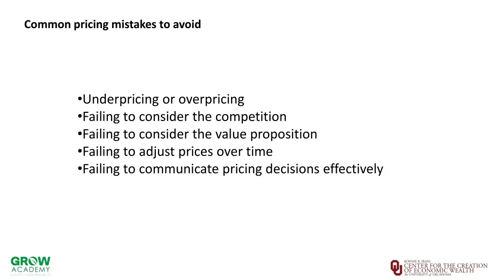 common pricing mistakes to avoid