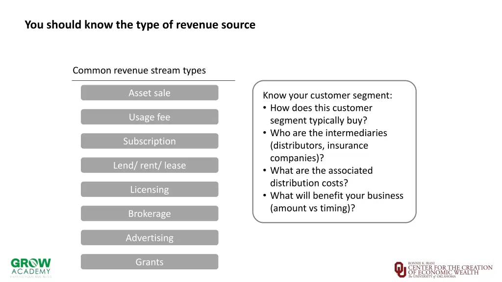 you should know the type of revenue source