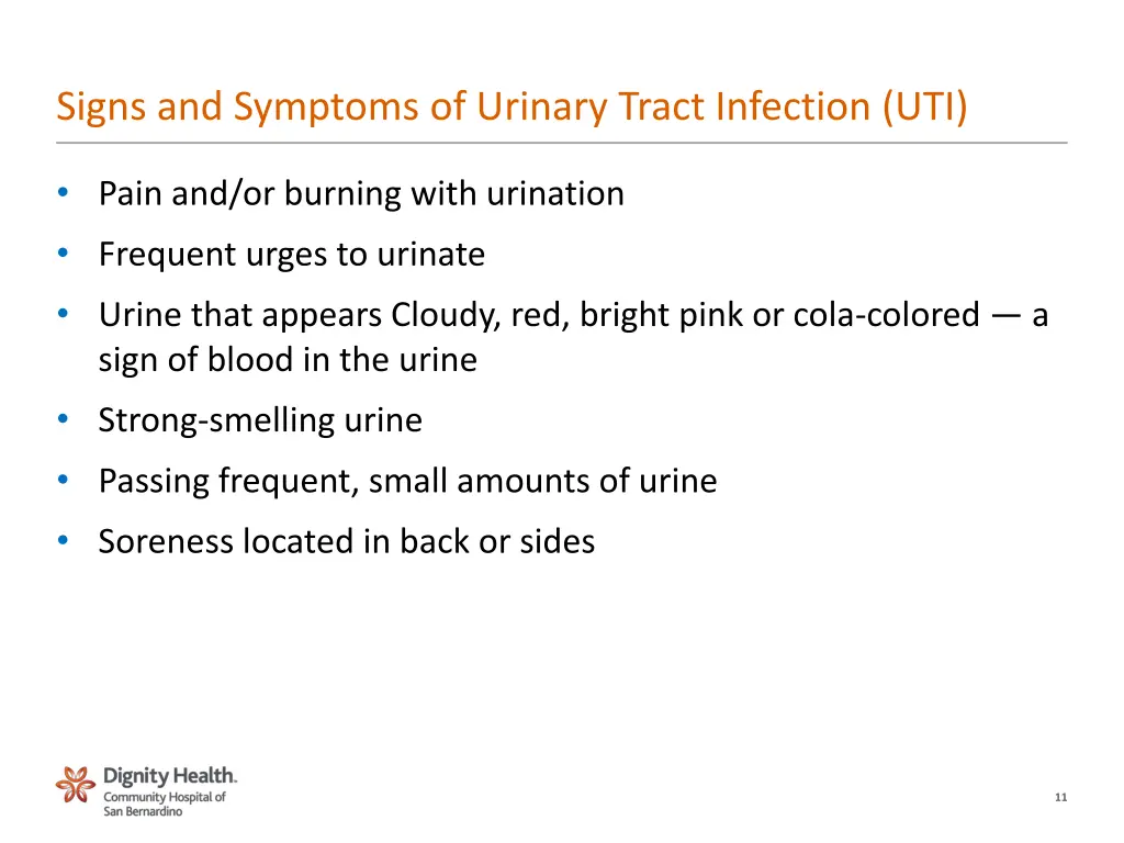 signs and symptoms of urinary tract infection uti