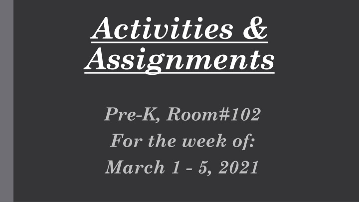 activities assignments