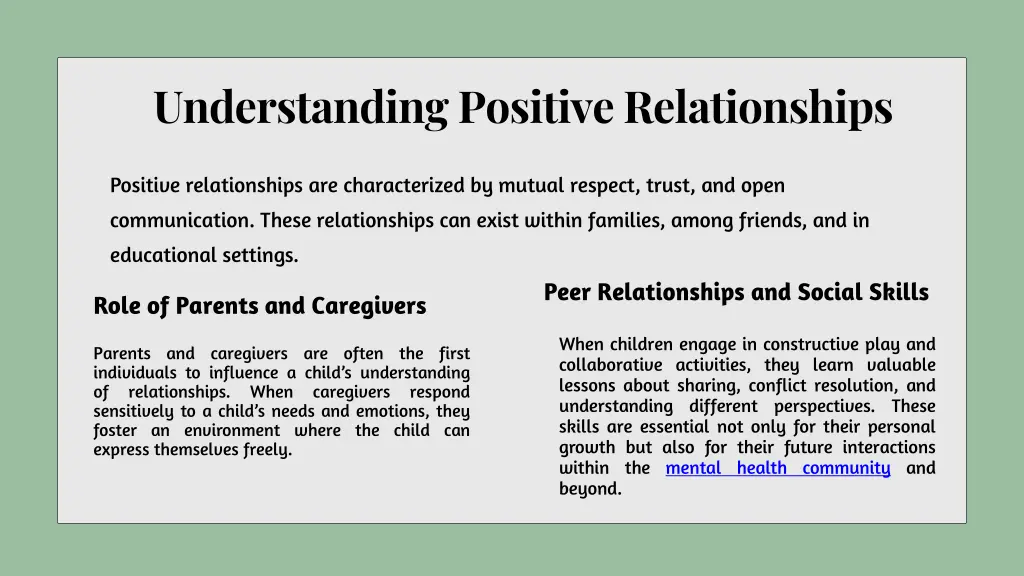 understanding positive relationships