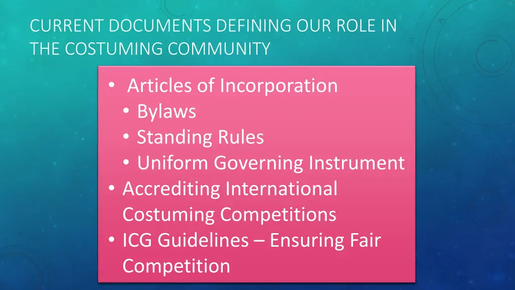 current documents defining our role