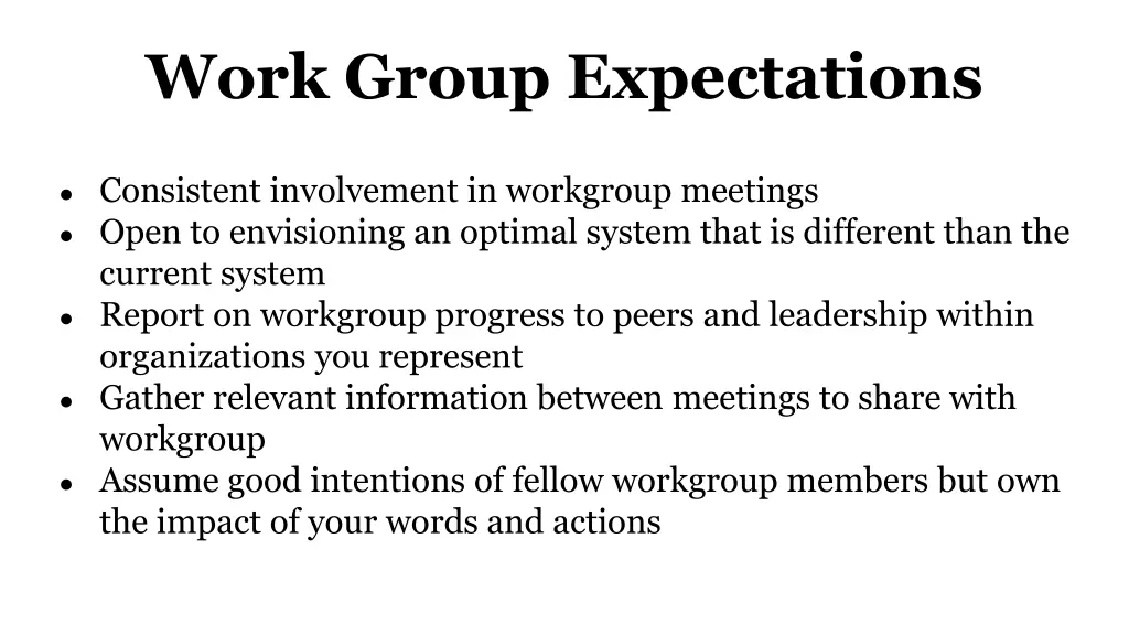 work group expectations