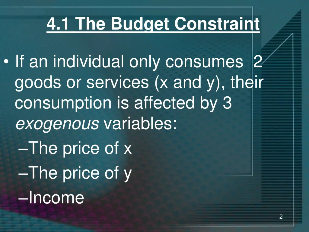 4 1 the budget constraint