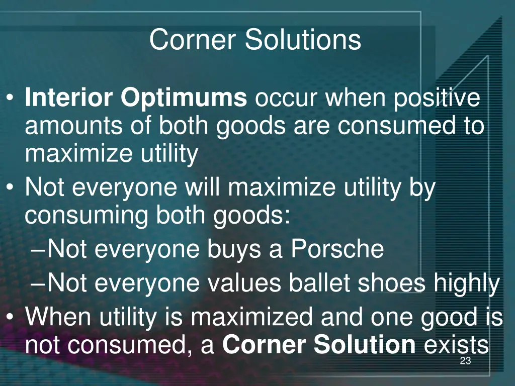 corner solutions