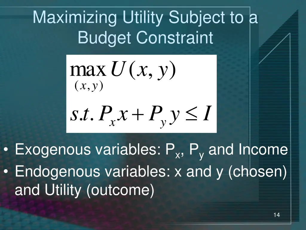 maximizing utility subject to a budget constraint 1