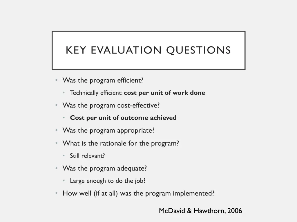 key evaluation questions