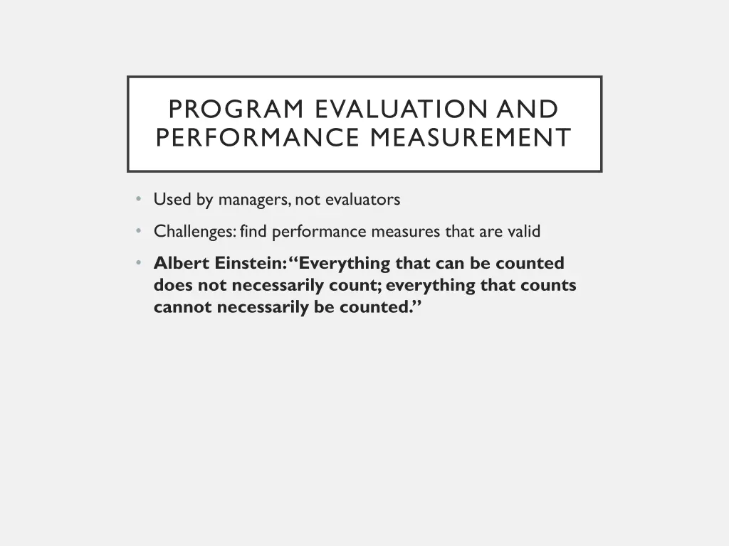 program evaluation and performance measurement