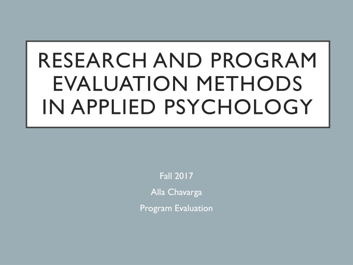 research and program evaluation methods