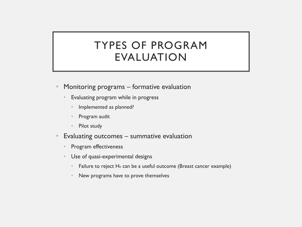 types of program evaluation