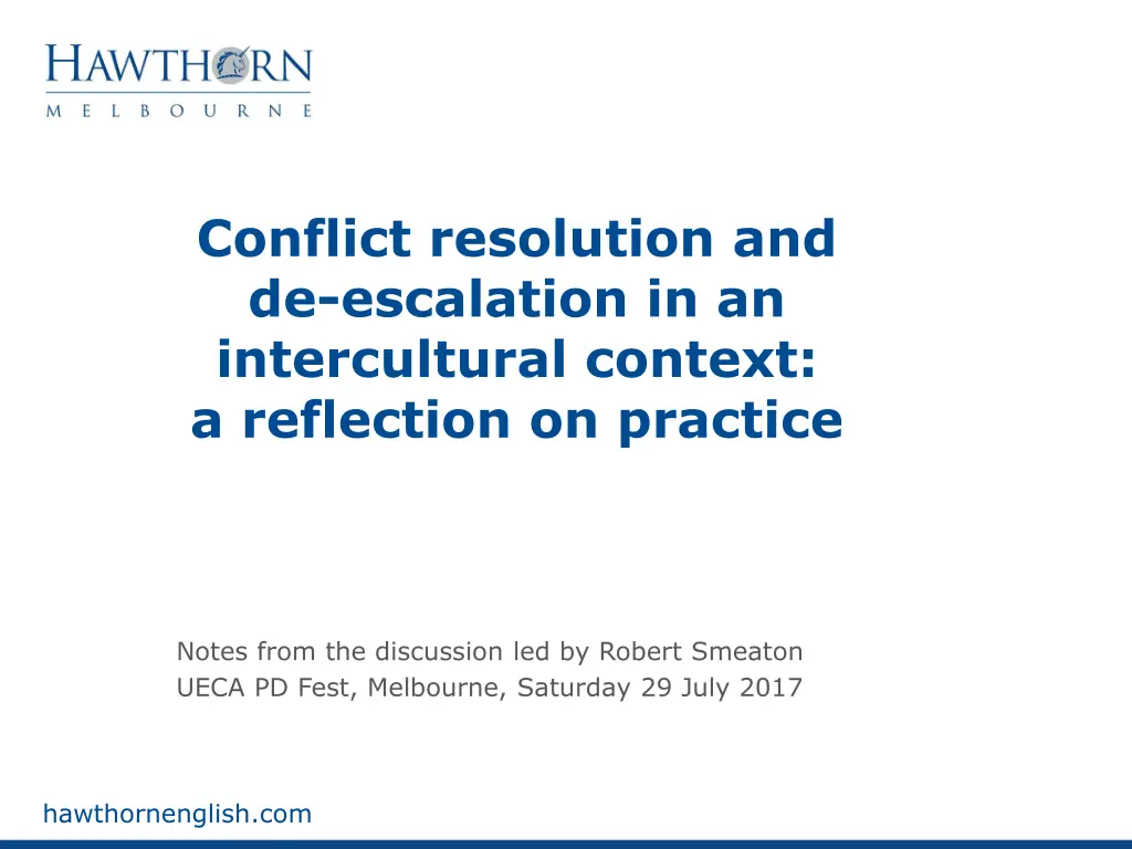 conflict resolution and de escalation