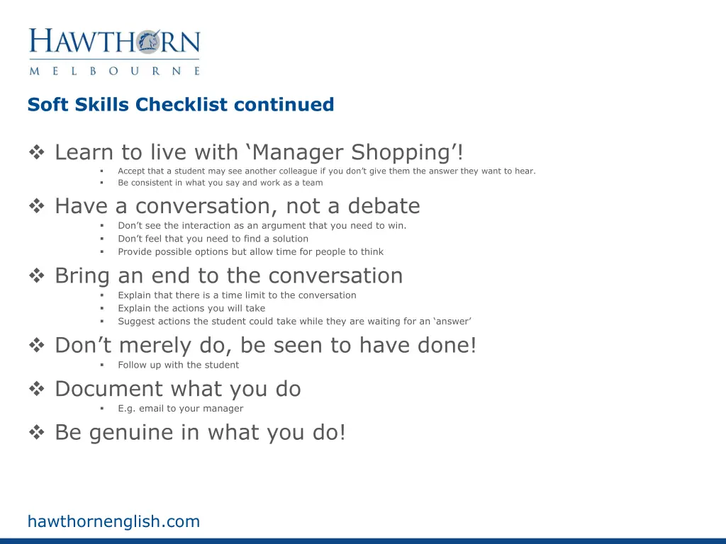 soft skills checklist continued