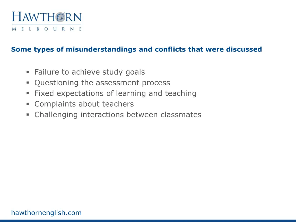 some types of misunderstandings and conflicts