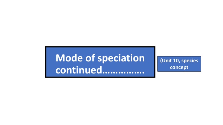 mode of speciation continued