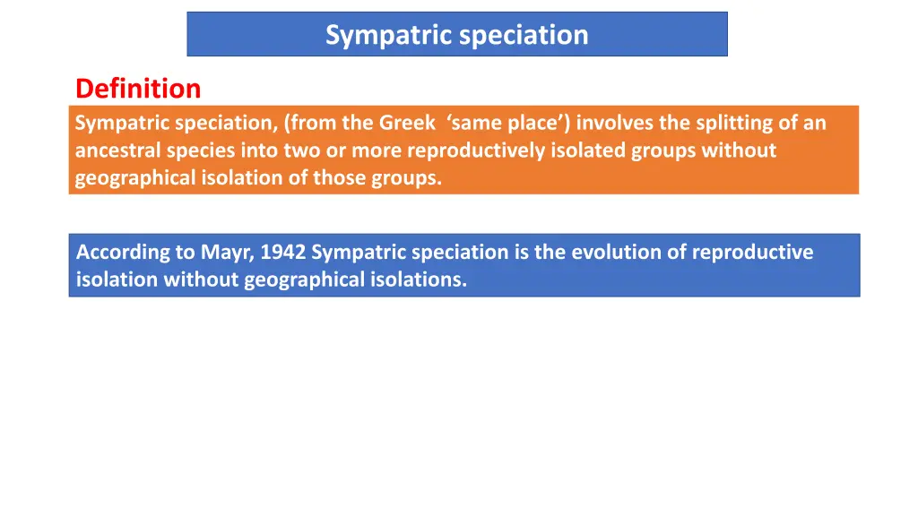 sympatric speciation