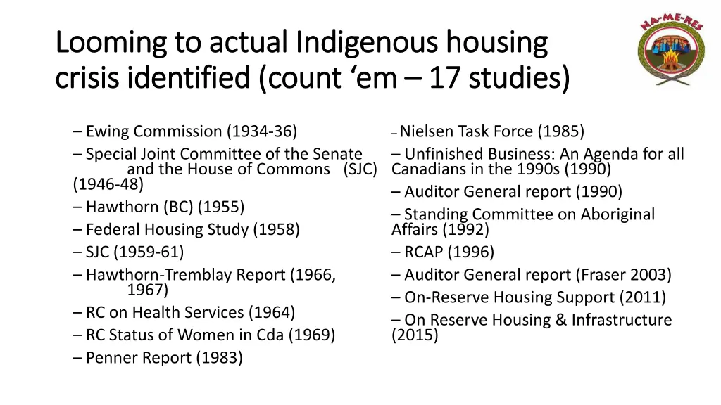 looming to actual indigenous housing looming