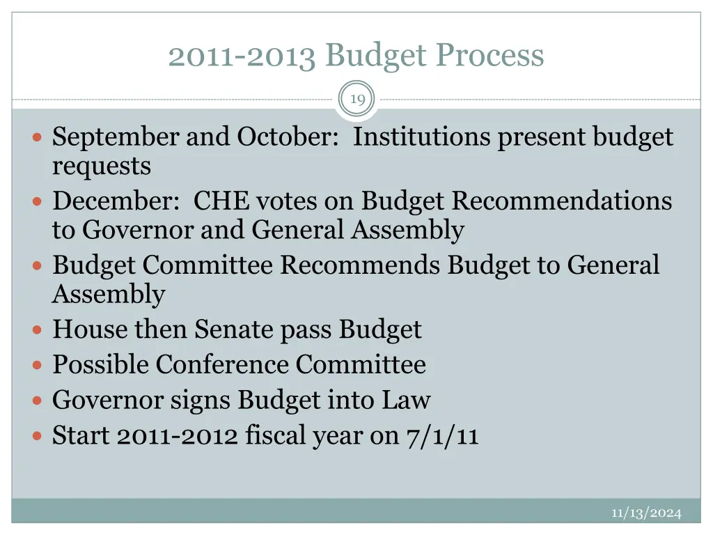 2011 2013 budget process