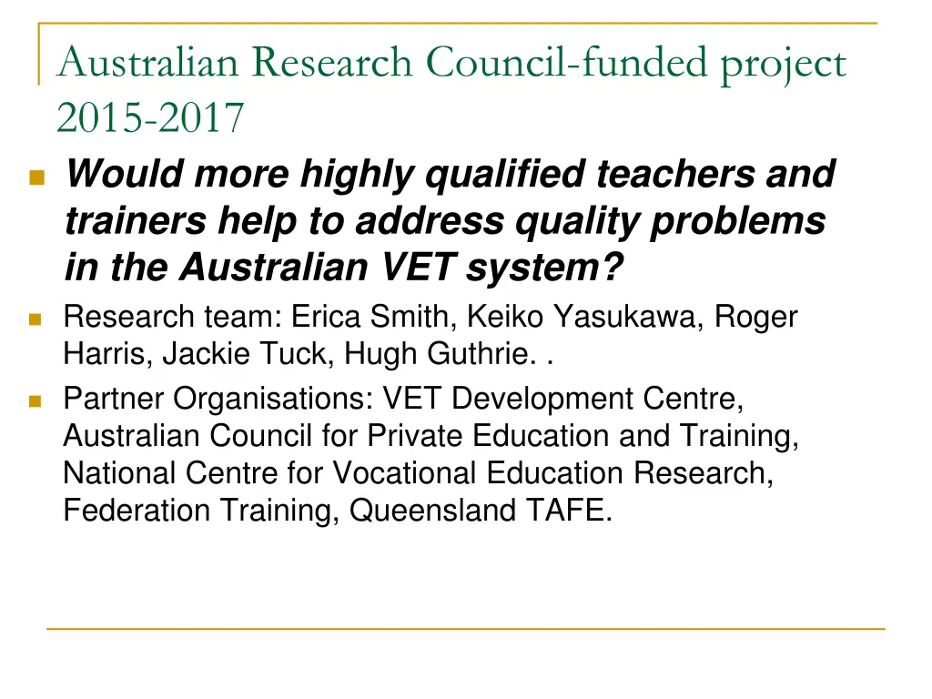 australian research council funded project 2015