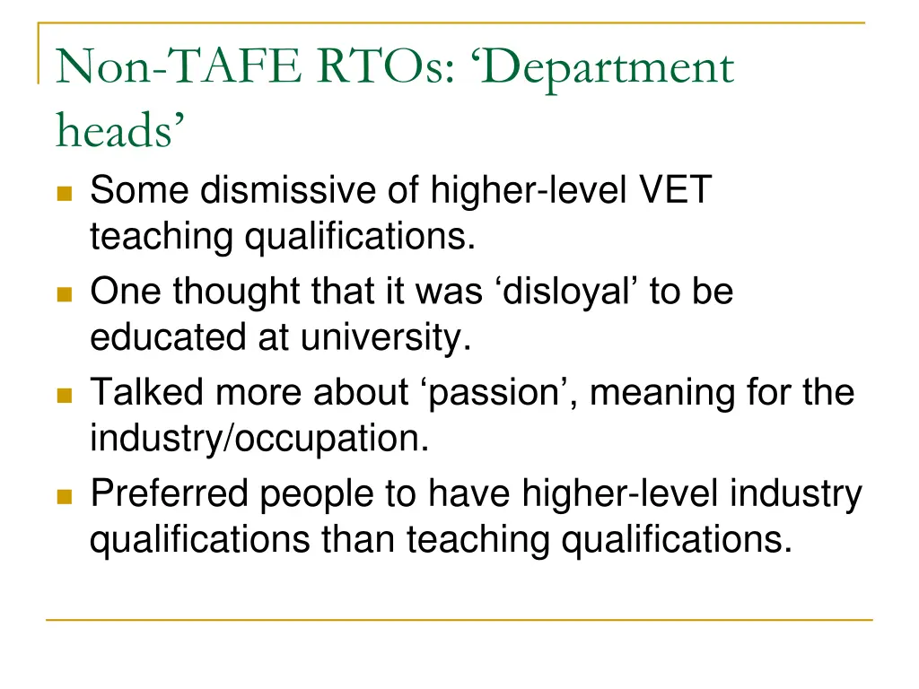 non tafe rtos department heads some dismissive