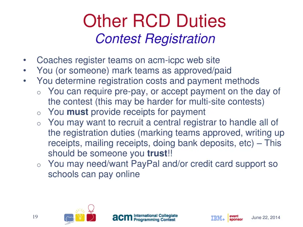 other rcd duties contest registration