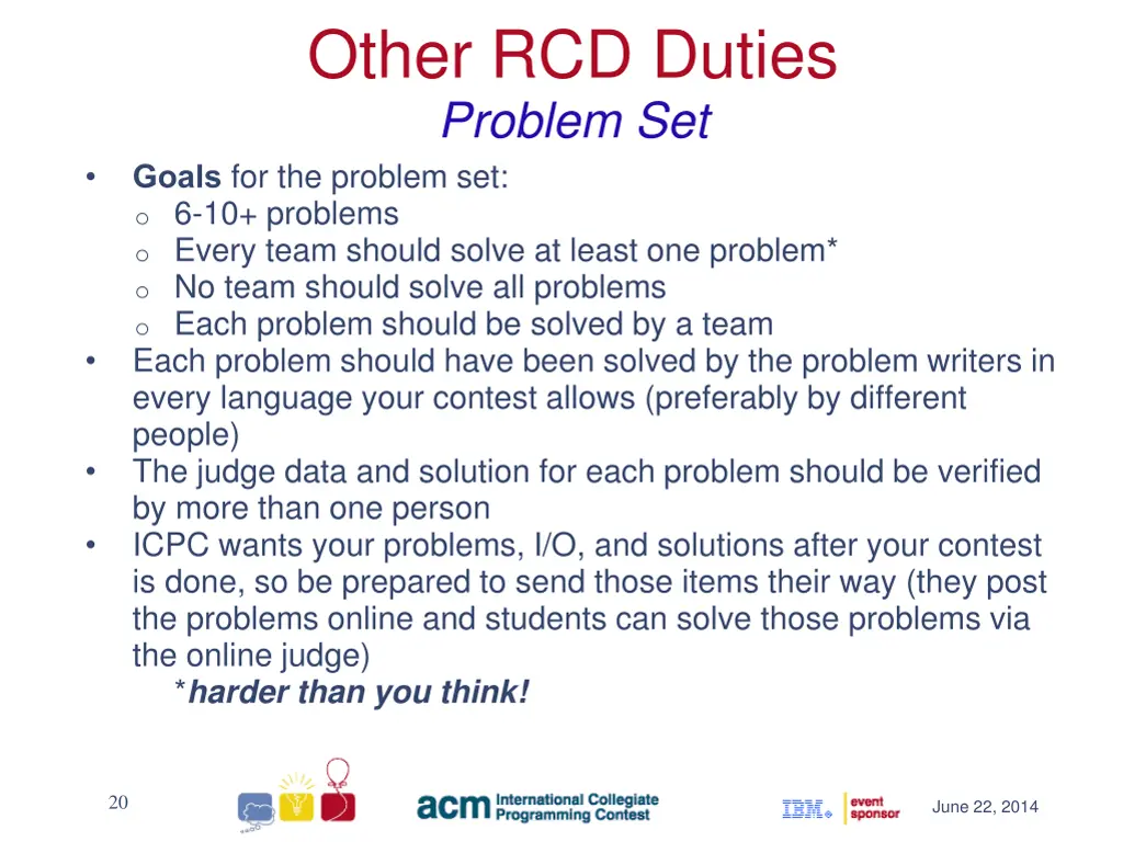 other rcd duties problem set goals