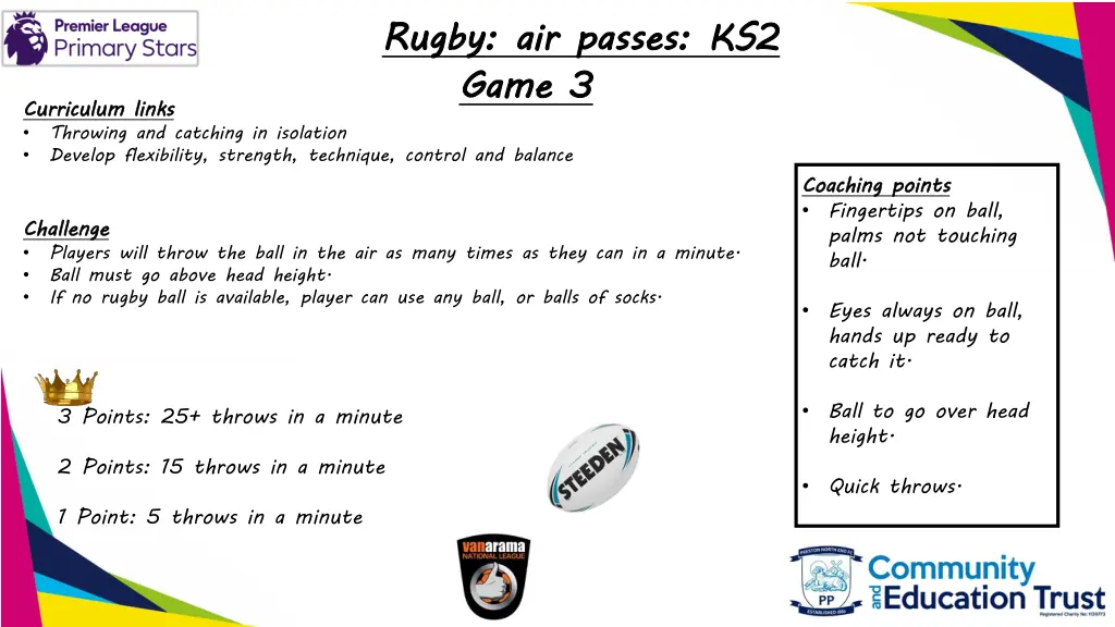 rugby air passes ks2 game 3