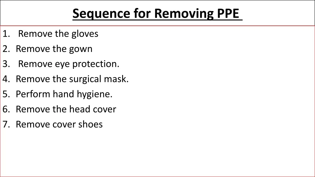 sequence for removing ppe